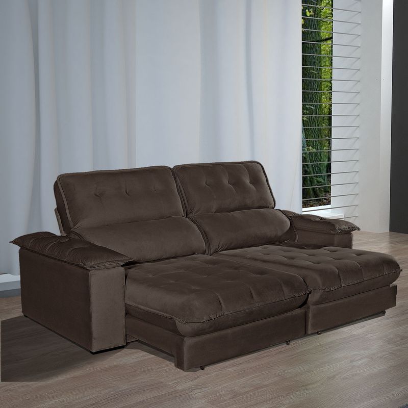 Sofa-Retratil-e-Reclinavel-Bom-Pastor-Girona-3-Lugares-210m-Molas-Ensacadas-Marrom-Veludo-Luxo-1
