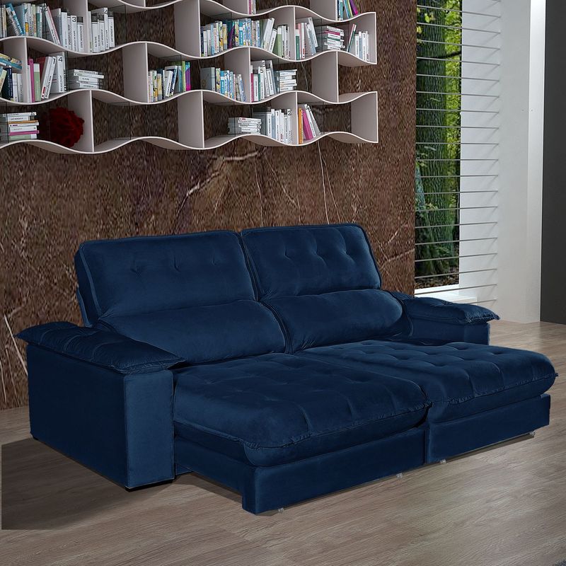 Sofa-Retratil-e-Reclinavel-Bom-Pastor-Girona-4-Lugares-250m-Molas-Ensacadas-Azul-Veludo-Luxo-1