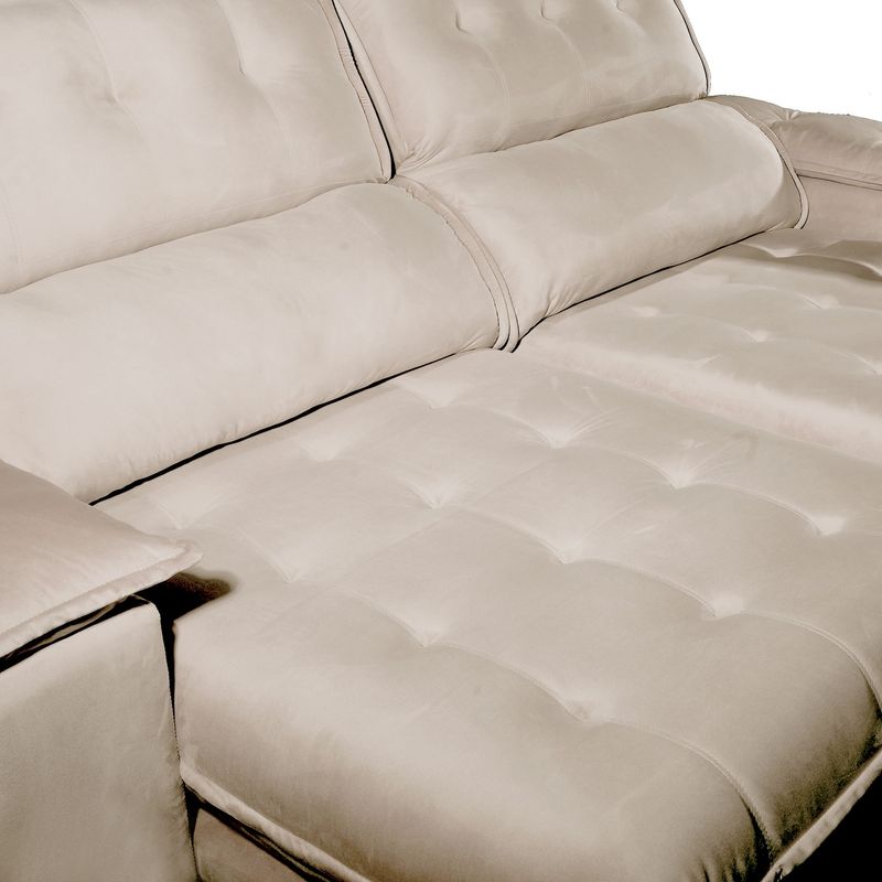 Sofa-Retratil-e-Reclinavel-Bom-Pastor-Girona-5-Lugares-290m-Molas-Ensacadas-Bege-Veludo-Luxo-3