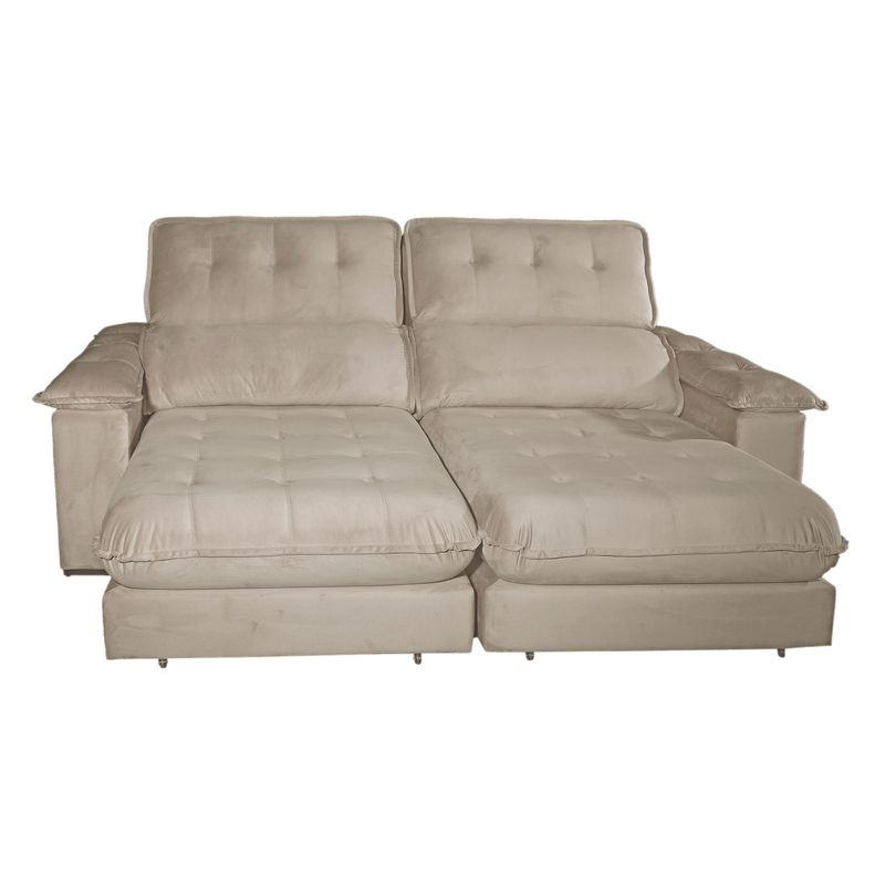 Sofa-Retratil-e-Reclinavel-Bom-Pastor-Girona-5-Lugares-290m-Molas-Ensacadas-Bege-Veludo-Luxo-4