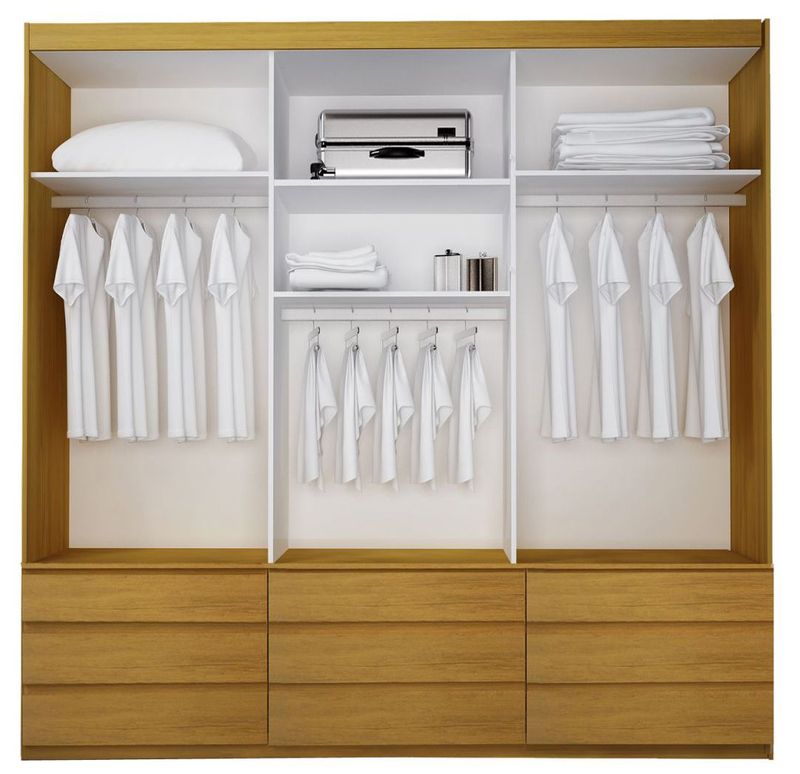 Guarda-Roupa-Casal-ECO-07-Com-Espelho-100--MDF-3-Portas-9-Gavetas-Bom-Pastor-Amendoa-3