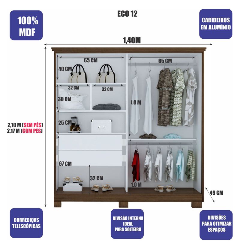 Guarda-Roupa-Solteiro-ECO-12-100--MDF-4-Portas-2-Gavetas-Bom-Pastor-Amendoa-4