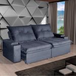 Sofá 4 Lugares 2,50m Ret e Rec Ravi Bom Pastor Grafite Imagem 2