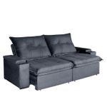 Sofá 4 Lugares 2,50m Ret e Rec Ravi Bom Pastor Grafite Imagem 1