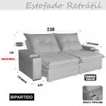 Sofá 4 Lugares 2,50m Ret e Rec Ravi Bom Pastor Grafite Imagem 3