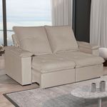 Sofá 3 Lugares 2,00m Ret e Rec Venus Bom Pastor Bege Imagem 2