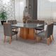 Sala de Jantar 135x135 Magic MDF/Vidro 8 Cadeiras Bom Pastor Naturale/Bege Escuro Imagem 3