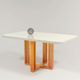 Mesa Gabi 160x80 MDF/Vidro Bom Pastor VIDRO - OFF WHITE TP-BD-OFF/BS-NATURALE Imagem 1