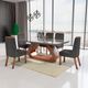 Sala de Jantar 180x90 Lottus Grafite MDF/Vidro 6 Cadeiras Bom Pastor Amêndoa/Cinza Imagem 3