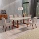 Sala de Jantar 160x80 Nina MDF/Vidro 6 Cadeiras Bom Pastor Ame/Bege Imagem 1