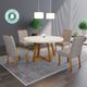Sala de Jantar 110x110 Safira MDF/Vidro 4 Cadeiras Bom Pastor Linho Bege Imagem 6