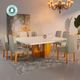 Sala de Jantar 135x135 Stella MDF/Vidro OFF 8 Cadeiras Bom Pastor Bege Imagem 9
