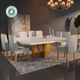 Sala de Jantar 135x135 Stella MDF/Vidro OFF 8 Cadeiras Bom Pastor Cinza Imagem 7