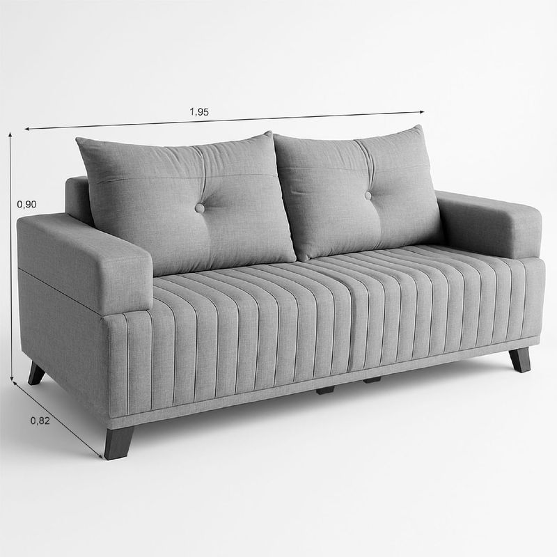 Sofá 3 Lugares Leona Bom Pastor Linho Bege Imagem 1