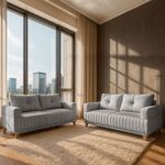 Sofá 3x2 Lugares Leona Bom Pastor Linho Cinza Imagem 1