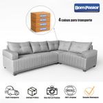 Sofá 4 Lugares 1,77x2,57m Canto Leona Gold Bom Pastor Linho Bege Imagem 1