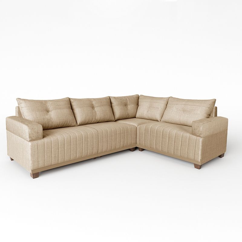 Sofá 4 Lugares 1,77x2,57m Canto Leona Gold Bom Pastor Linho Bege Imagem 6