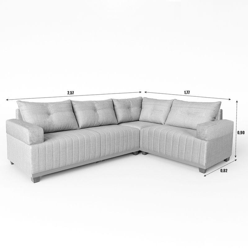 Sofá 4 Lugares 1,77x2,57m Canto Leona Gold Bom Pastor Linho Bege Imagem 5