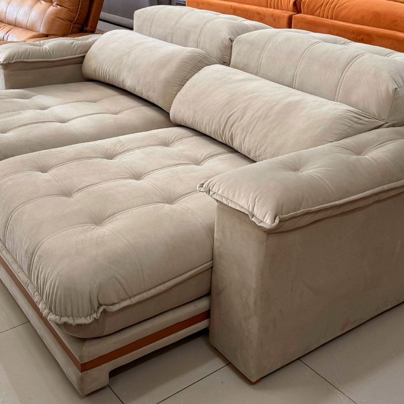 Sofá 5 Lugares 2,90m Retrátil e Reclinável Turim Molas Ensacadas Bom Pastor 3001 - VELUDO LUXO Imagem 5