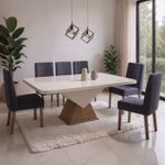 Sala de Jantar 1,8 X 0,90 Aura 6 Cadeiras Viena Bom Pastor Carvalho Cinza Imagem 2