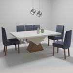 Sala de Jantar 1,8 X 0,90 Aura 6 Cadeiras Viena Bom Pastor Carvalho Cinza Imagem 1