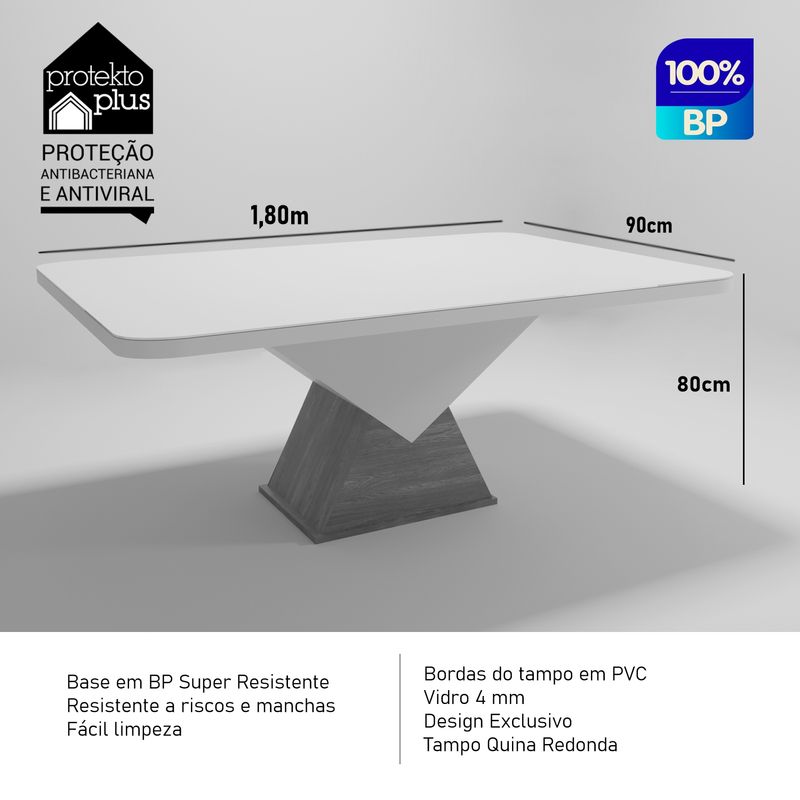 Sala de Jantar 1,8 X 0,90 Aura 6 Cadeiras Viena Bom Pastor Carvalho Cinza Imagem 4