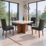 Sala de Jantar 90X90 Julie 4 Cadeiras Liz Bom Pastor Carvalho Cinza Imagem 6