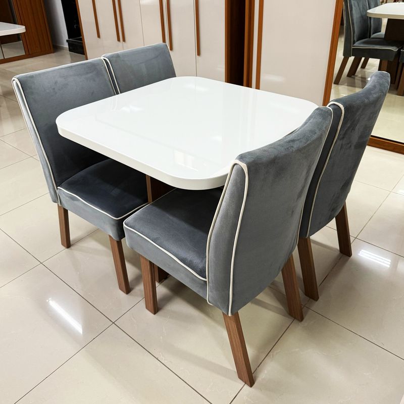 Sala de Jantar 90X90 Julie 4 Cadeiras Liz Bom Pastor Carvalho Cinza Imagem 8