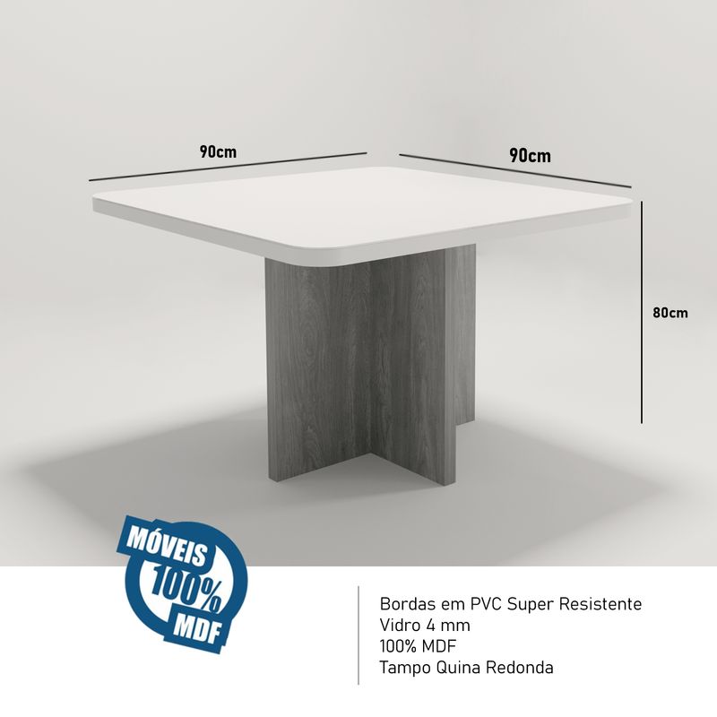 Sala de Jantar 90X90 Julie 4 Cadeiras Liz Bom Pastor Carvalho Cinza Imagem 9