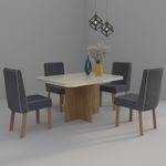 Sala de Jantar 120X80 Julie 4 Cadeiras Liz Bom Pastor Carvalho Cinza Imagem 4