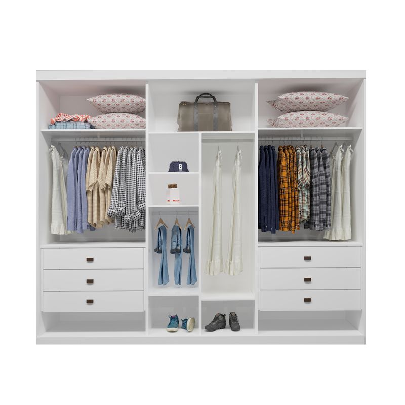 Guarda Roupa Casal Maia 100% MDF 3 Portas 6 Gavetas Bom Pastor Branco Imagem 2