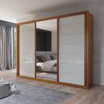 Guarda Roupa Casal Maia 100% MDF com Espelho 3 Portas 6 Gavetas Bom Pastor Naturale/Off Imagem 1