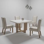 Sala de Jantar 90X90 Paris 4 Cadeiras Bom Pastor Carvalho Bege Imagem 6
