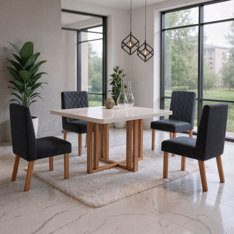 Sala de Jantar 90X90 Paris 4 Cadeiras Viena Bom Pastor Carvalho Cinza Imagem 8