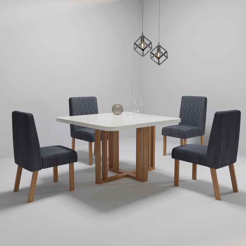 Sala de Jantar 90X90 Paris 4 Cadeiras Viena Bom Pastor Carvalho Cinza Imagem 7