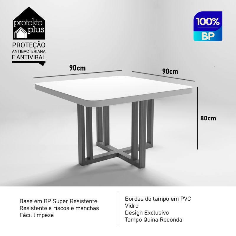 Sala de Jantar 90X90 Paris 4 Cadeiras Viena Bom Pastor Carvalho Cinza Imagem 2