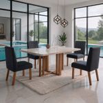 Sala de Jantar 120X80 Paris 4 Cadeiras Viena Bom Pastor Carvalho Cinza Imagem 5