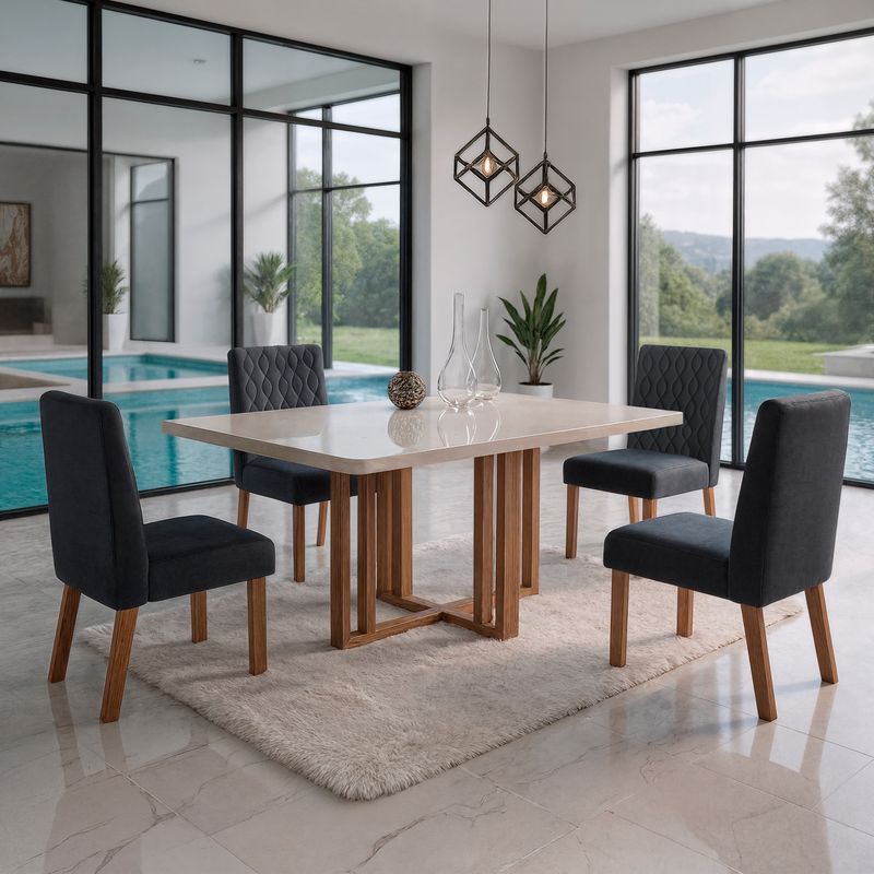 Sala de Jantar 120X80 Paris 4 Cadeiras Viena Bom Pastor Carvalho Cinza Imagem 5