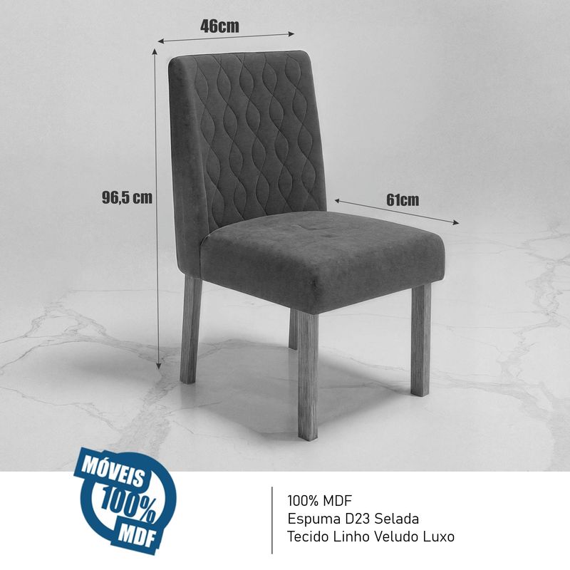 Sala de Jantar 120X80 Paris 4 Cadeiras Viena Bom Pastor Carvalho Cinza Imagem 1