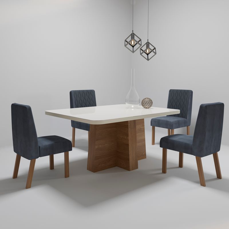 Sala de Jantar 130X90 Anne 4 Cadeiras Viena Bom Pastor Carvalho Cinza Imagem 6
