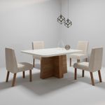 Sala de Jantar 130X90 Anne 4 Cadeiras Viena Bom Pastor Carvalho Bege Imagem 6