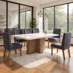 Sala de Jantar 160X80 Anne 6 Cadeiras Viena Bom Pastor Carvalho Cinza Imagem 6