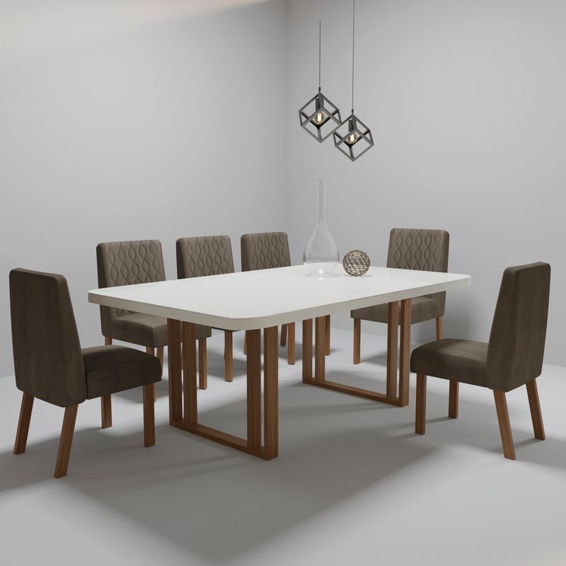 Sala de Jantar 180X90 Noah 6 Cadeiras Viena Bom Pastor Carvalho Marrom Imagem 5