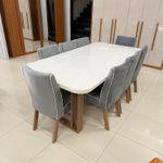 Sala de Jantar 220X110 Noah 8 Cadeiras Liz Bom Pastor Carvalho Cinza Imagem 9