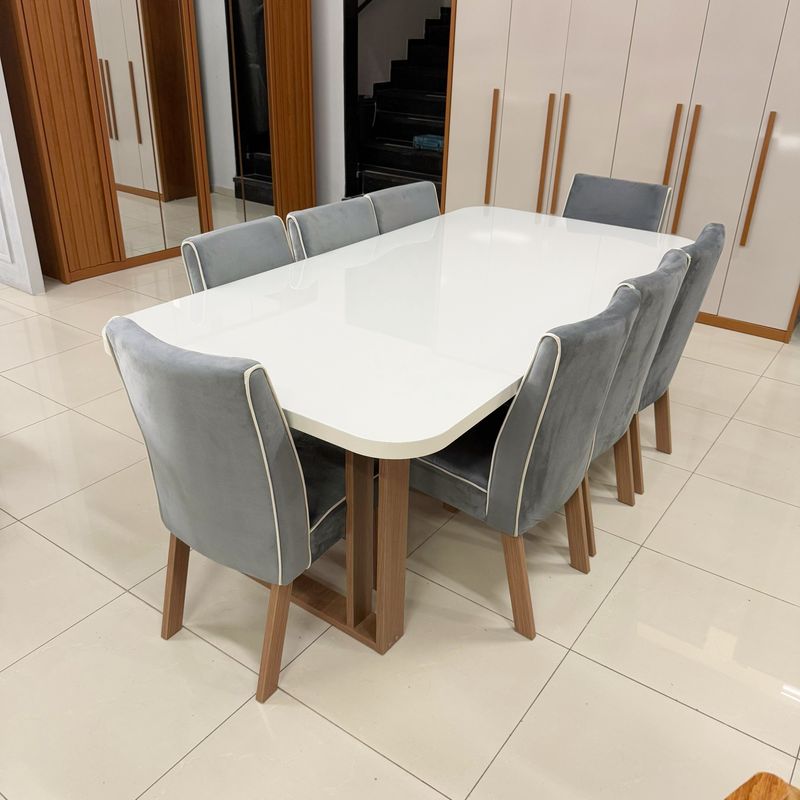 Sala de Jantar 220X110 Noah 8 Cadeiras Liz Bom Pastor Carvalho Cinza Imagem 9