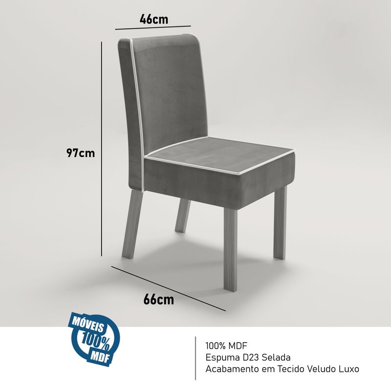 Sala de Jantar 220X110 Noah 8 Cadeiras Liz Bom Pastor Carvalho Cinza Imagem 3