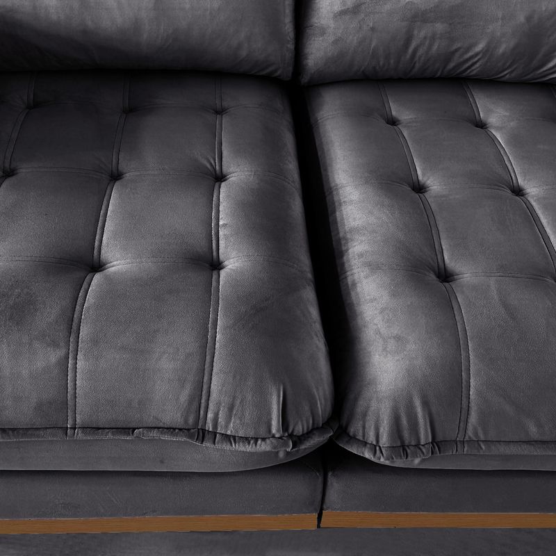 Sofá 2 Lugares 2,00m Retrátil e Reclinável Milano Bom Pastor Veludo Luxo Chumbo Imagem 6