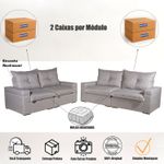 Sofá 3 e 2 Lugares Tera Bom Pastor Linho Cinza Imagem 2