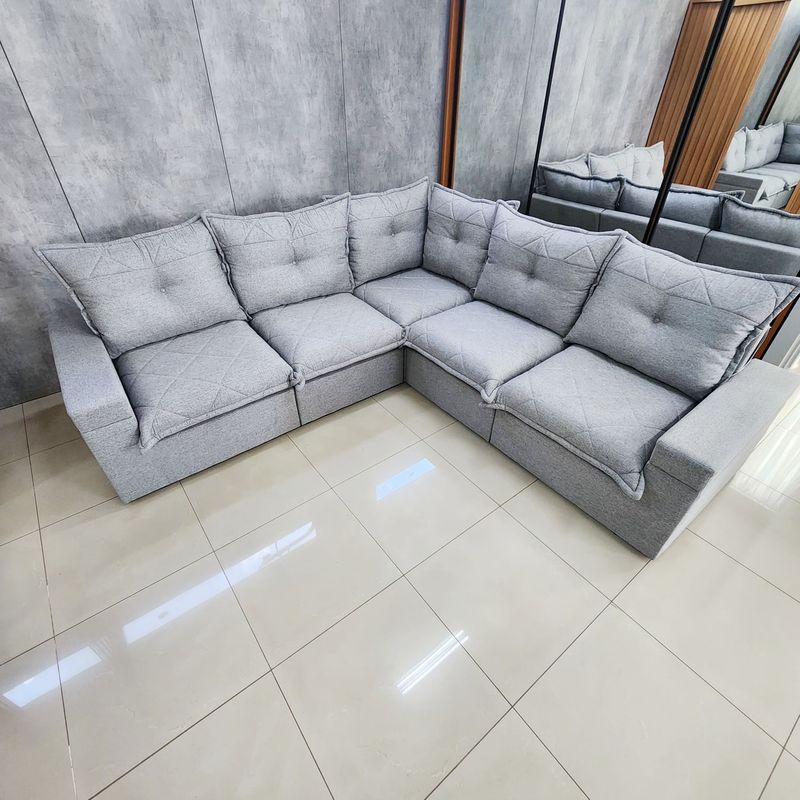 Sofá 4 Lugares 2,62x2,62m Canto Tera luxo Bom Pastor Linho Cinza Imagem 8