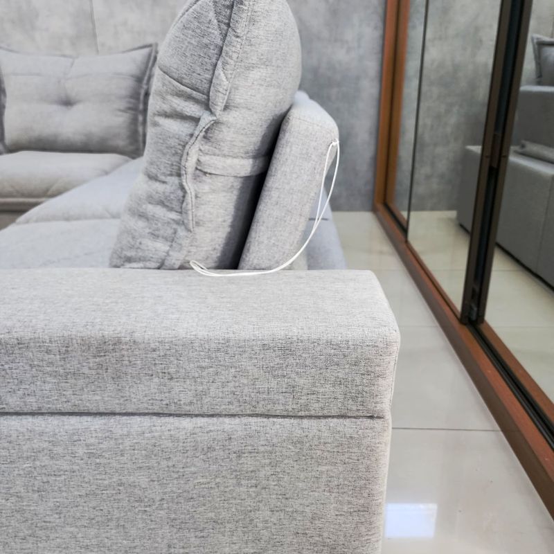 Sofá 3 Lugares 4,52m Canto Tera Gold Bom Pastor Linho Cinza Imagem 5